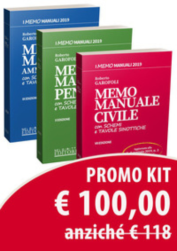 Meno manuale penale-Memo manuale amministrativo-Memo manuale civile. Con schemi e tavole sinottiche - Roberto Garofoli