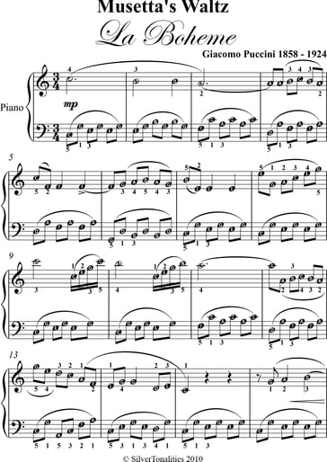 Musetta's Waltz La Boheme Easy Piano Sheet Music - Giocomo Puccini