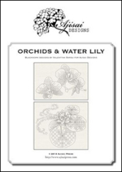 Orchids & water lily. A blackwork designs