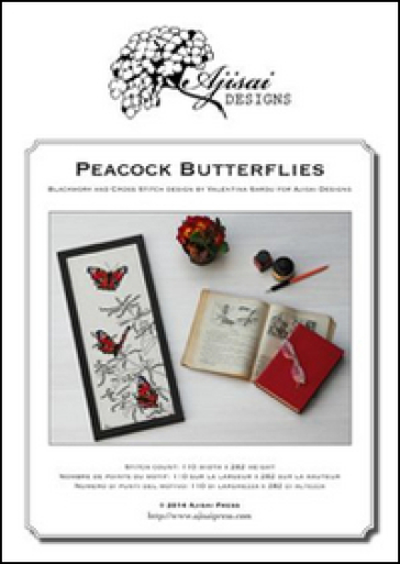 Peacock butterflies. Cross stitch and blackwork design - Valentina Sardu