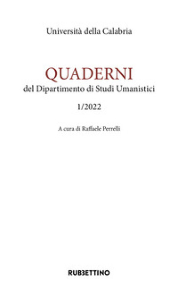 Quaderni del dipartimento di studi umanistici. Ediz. inglese e italiana (2022). 1.
