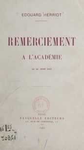 Remerciement à l Académie