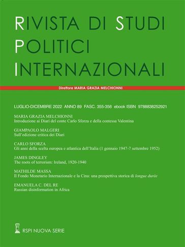 Rivista di Studi Politici Internazionali 3-4/2022 - Edizioni Studium S.r.l.