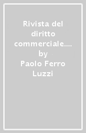 Rivista del diritto commerciale. Scritti di diritto commerciale