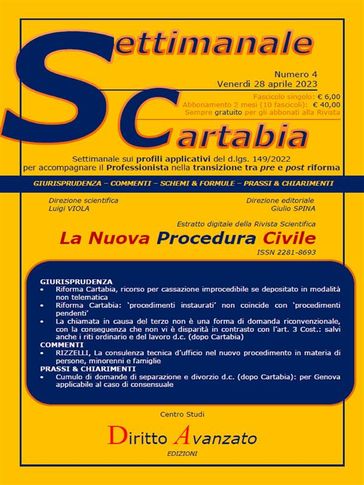 SETTIMANALE CARTABIA n. 4 - Venerdì 28.4.2023 - Giulio Spina - Luigi Viola