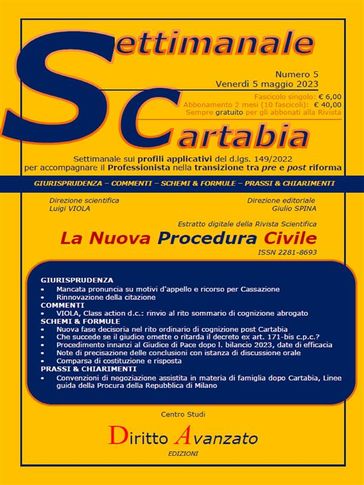 SETTIMANALE CARTABIA n. 5 - Venerdì 5.5.2023 - Giulio Spina - Luigi Viola