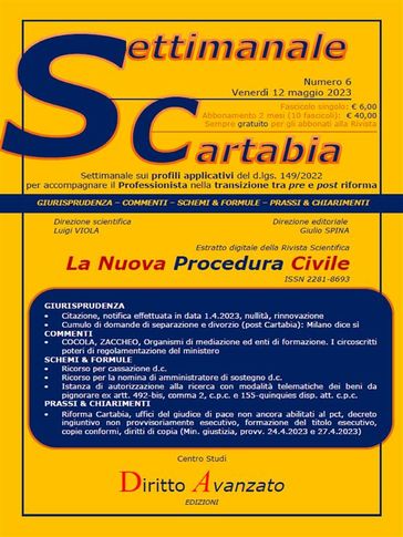 SETTIMANALE CARTABIA n. 6 - Venerdì 12.5.2023 - Giulio Spina - Luigi Viola