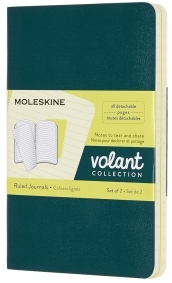 Set 2 quaderni VOLANT - a righe - Pocket - Verde pino/Giallo limone