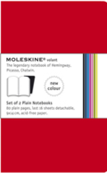 Set 2 taccuini Volant Moleskine a pagine bianche. Copertina rossa. Formato Pocket - Taccuini a pagine bianche
