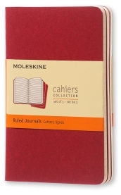Set 3 Quaderni Cahier Journal a righe - Pocket - Copertina Rossa