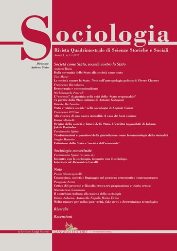 Sociologia n.1/2017 - Andrea Bixio - Antonella Napoli - Dario Altobelli - Davide De Sanctis - Diana Salzano - Ferdinando Spina - Francesca Romana Lenzi - Francesco D