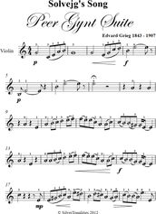 Solvejg s Song Peer Gynt Suite Easy Violin Sheet Music