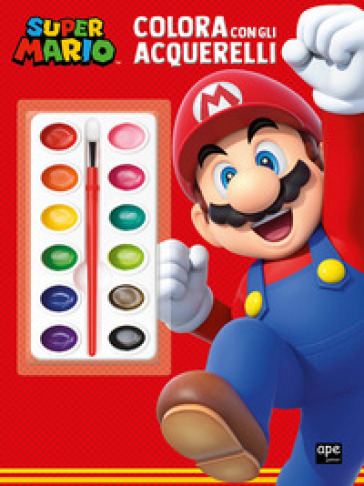 Super Mario. Colora con gli acquerelli. Ediz. illustrata. Con 16  acquerelli. Con pennello - - Libro - Mondadori Store