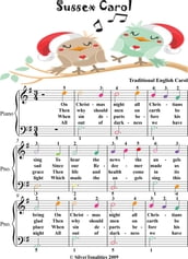 Sussex Carol Easy Piano Sheet Music with Colored Notes