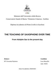 THE TEACHING OF SAXOPHONE OVER TIME