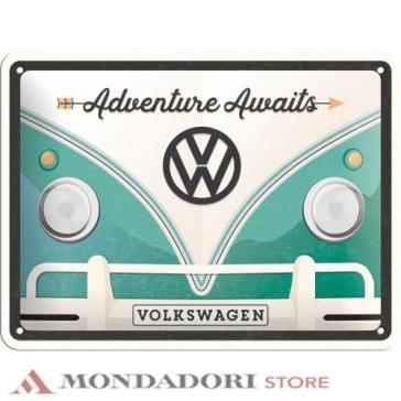 TIN SIGN 15x20cm VW BULLI ADVENTURE AW.