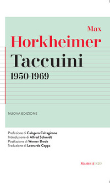 Taccuini 1950-1969. Nuova ediz. - Max Horkheimer