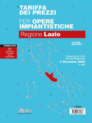 Tariffa dei prezzi per opere impiantistiche 2020. Regione Lazio. 2.