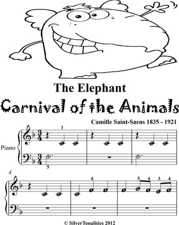 The Elephant Carnival of the Animals Beginner Piano Sheet Music - Camille Saint-Saens