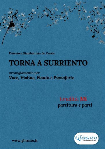 Torna a Surriento - Voce, Violino, Flauto e Pianoforte (partitura e parti) - Ernesto de Curtis - Giambattista De Curtis
