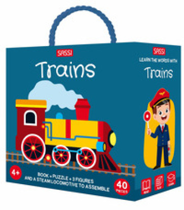 Trains. Q-box. Ediz. a colori. Con 3 figures. Con puzzle. Con steamlocomotive to assemble - Matteo Gaule