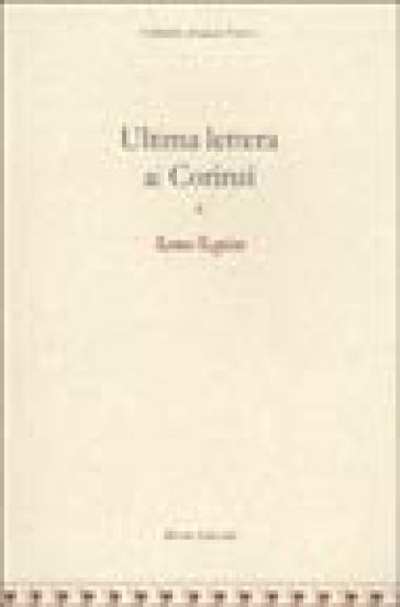 Ultima lettera ai Corinzi - Remo Rapino