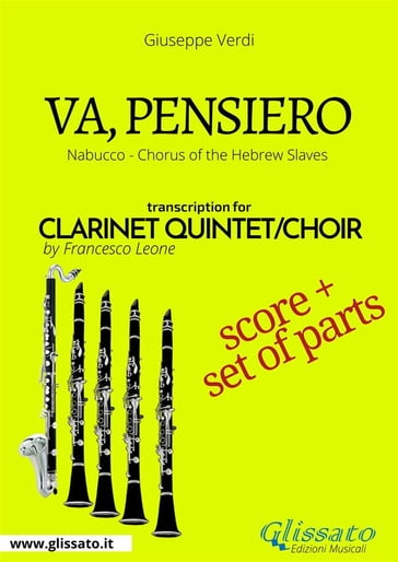 Va, pensiero - Clarinet Quintet score & parts - Giuseppe Verdi