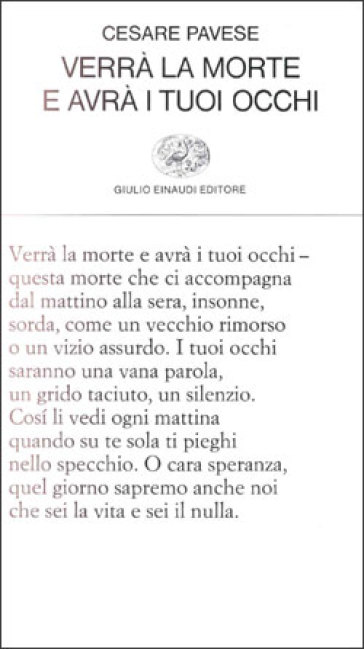 Verrà la morte e avrà i tuoi occhi - Cesare Pavese