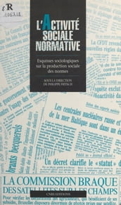 L activité sociale normative : esquisses sociologiques sur la production sociale des normes