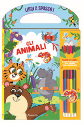 Gli animali. Libri a spasso. Ediz. a colori. Con gomma. Con 6 matite bicolore