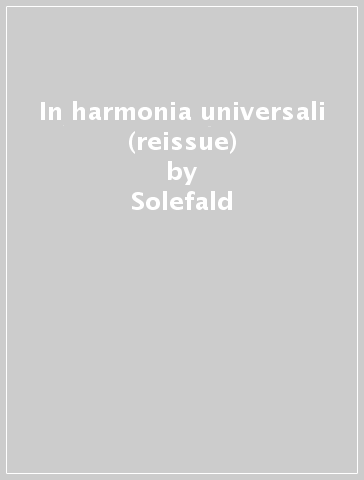 In harmonia universali (reissue) - Solefald