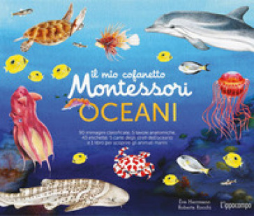 Il mio cofanetto Montessori degli oceani. Ediz. a colori. Con 90 carte degli animali. Con 5 carte degli strati dell'oceano. Con 43 etichette. Con 5 tavole anatomiche - Roberta Rocchi - Eve Herrmann