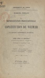 La représentation professionnelle dans la constitution de Weimar et le Conseil économique national