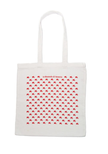 shopper bianca "pattern" rosso serie la Biennale di Venezia